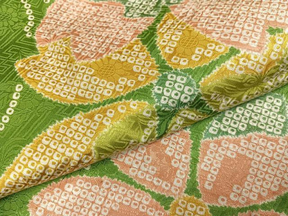 平和屋着物●振袖用長襦袢 無双仕立て 桜文 半衿刺繍 正絹 逸品 AABF4498ph