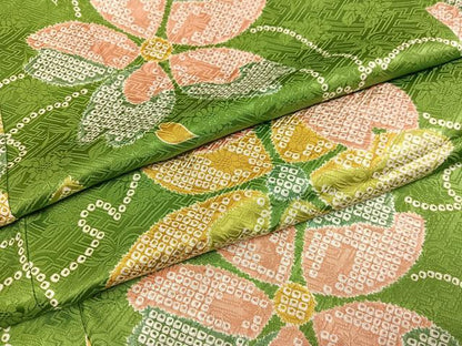 平和屋着物●振袖用長襦袢 無双仕立て 桜文 半衿刺繍 正絹 逸品 AABF4498ph