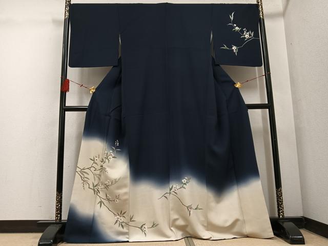 平和屋着物●訪問着 手描き 枝花文 暈し染め 金通し地 さが美扱い 正絹 逸品 AABF4500ph