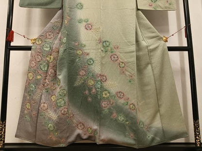 平和屋着物●訪問着 辻が花 絞り 幻彩 暈し染め 銀通し地 正絹 逸品 AABF4502ph