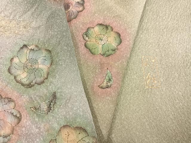 平和屋着物●訪問着 辻が花 絞り 幻彩 暈し染め 銀通し地 正絹 逸品 AABF4502ph