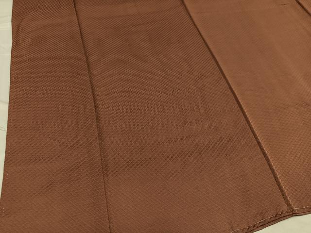 平和屋着物●上質な色無地 鹿の子地紋 赭色 正絹 逸品 未使用 AABF4503ph