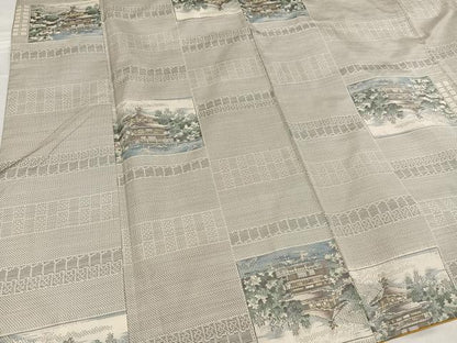 平和屋着物●本場大島紬 白大島 カタス7マルキ 総絣 金閣寺 正絹 逸品 AABF4506ph