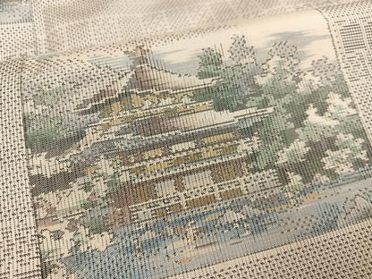 平和屋着物●本場大島紬 白大島 カタス7マルキ 総絣 金閣寺 正絹 逸品 AABF4506ph