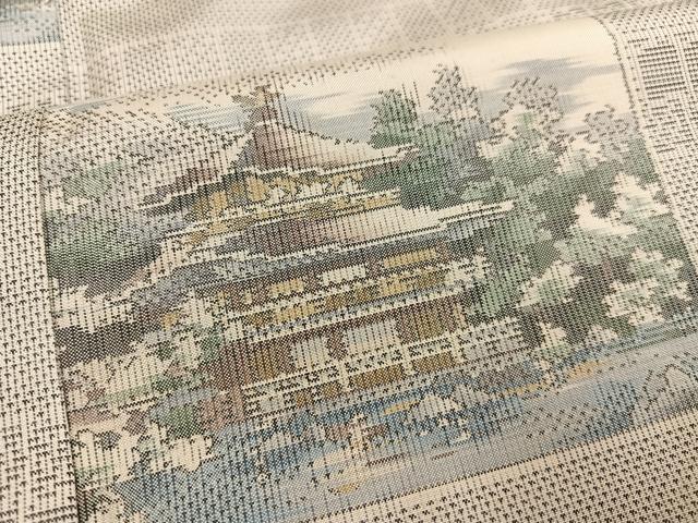 平和屋着物●本場大島紬 白大島 カタス7マルキ 総絣 金閣寺 正絹 逸品 AABF4506ph