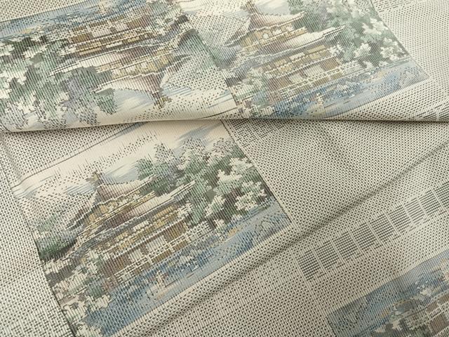 平和屋着物●本場大島紬 白大島 カタス7マルキ 総絣 金閣寺 正絹 逸品 AABF4506ph