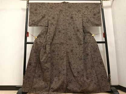 平和屋着物●本場大島紬 一元7マルキ 更紗花文 正絹 逸品 未使用 AABF4508ph