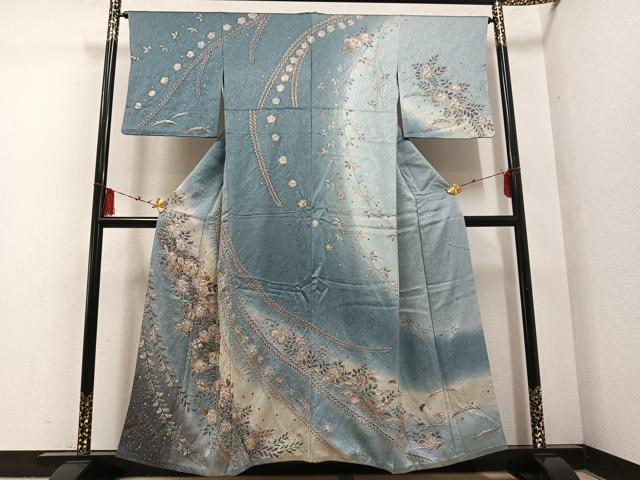 平和屋着物●訪問着 辻が花 絞り 暈し染め 金彩 正絹 逸品 AABF4510ph