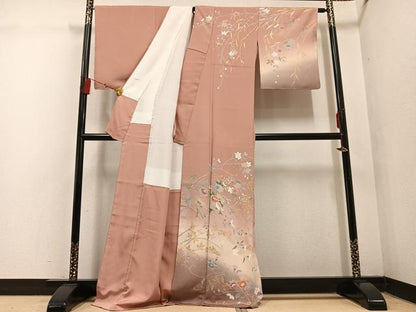平和屋着物●訪問着 枝花文 暈し染め 金彩 三越扱い 正絹 逸品 未使用 AABF4511ph
