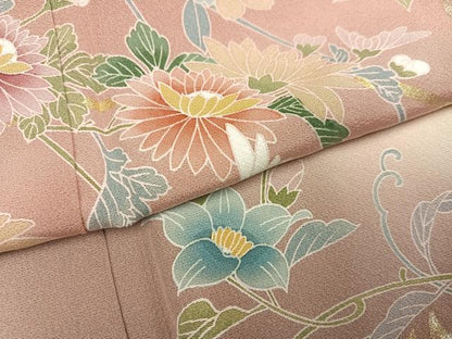 平和屋着物●訪問着 枝花文 暈し染め 金彩 三越扱い 正絹 逸品 未使用 AABF4511ph