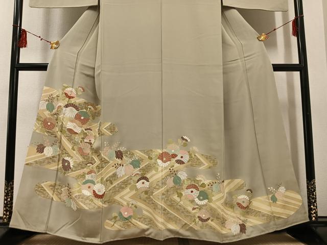 平和屋着物●豪華色留袖 友禅 草花文 金彩 正絹 逸品 AABF4512ph