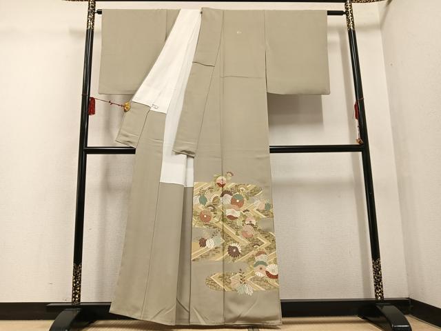 平和屋着物●豪華色留袖 友禅 草花文 金彩 正絹 逸品 AABF4512ph