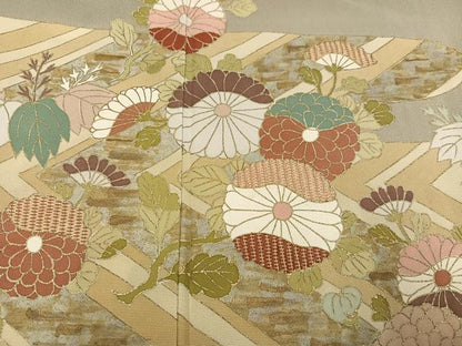 平和屋着物●豪華色留袖 友禅 草花文 金彩 正絹 逸品 AABF4512ph