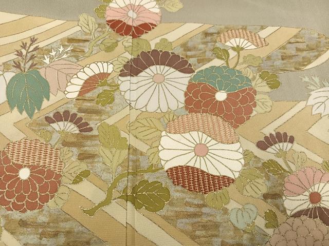 平和屋着物●豪華色留袖 友禅 草花文 金彩 正絹 逸品 AABF4512ph