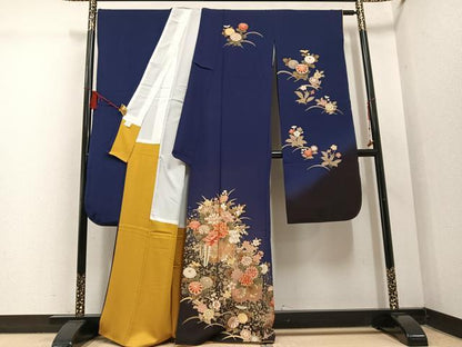 平和屋着物●豪華振袖 花車文 暈し染め 金彩 正絹 逸品 AABF4513ph