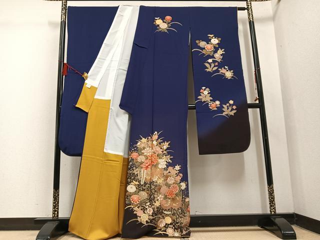 平和屋着物●豪華振袖 花車文 暈し染め 金彩 正絹 逸品 AABF4513ph