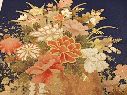 平和屋着物●豪華振袖 花車文 暈し染め 金彩 正絹 逸品 AABF4513ph