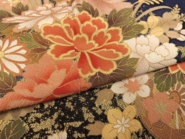 平和屋着物●豪華振袖 花車文 暈し染め 金彩 正絹 逸品 AABF4513ph