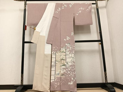 平和屋着物●倉染匠 猟彩友禅作家 倉翔篁 訪問着 草木文 正絹 逸品 AABF4514ph