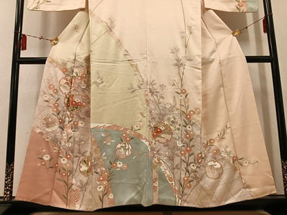 平和屋着物●訪問着 雪輪枝花文 金彩 正絹 逸品 AABF4517ph