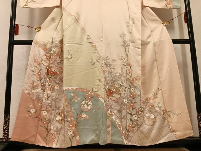 平和屋着物●訪問着 雪輪枝花文 金彩 正絹 逸品 AABF4517ph
