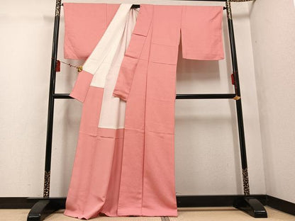 平和屋着物●上質な色無地 薄紅色 正絹 逸品 未使用 AABF4519ph
