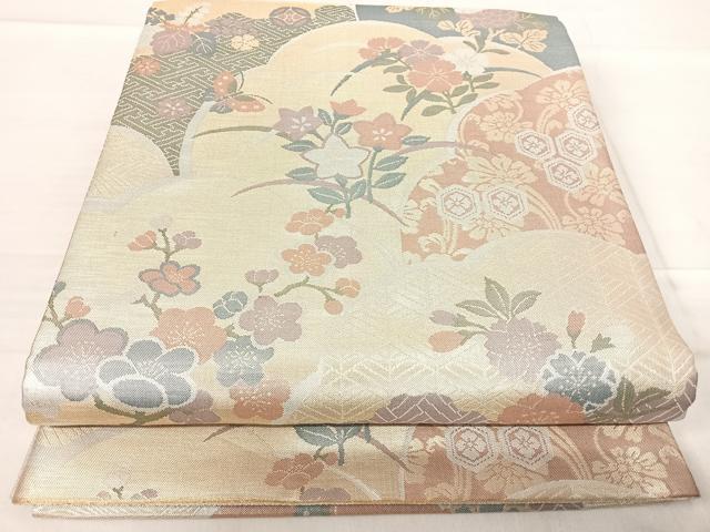 平和屋着物◎佐賀錦　六通柄袋帯　吉祥花文　金銀糸　正絹　逸品　AABF4524yx