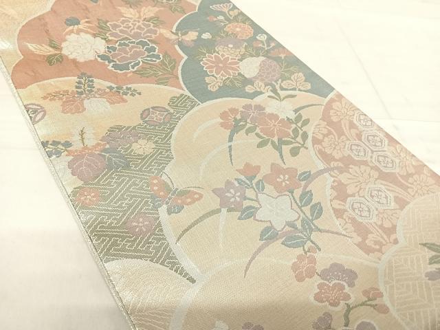 平和屋着物◎佐賀錦　六通柄袋帯　吉祥花文　金銀糸　正絹　逸品　AABF4524yx