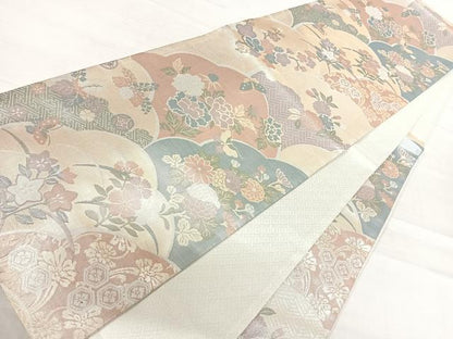 平和屋着物◎佐賀錦　六通柄袋帯　吉祥花文　金銀糸　正絹　逸品　AABF4524yx