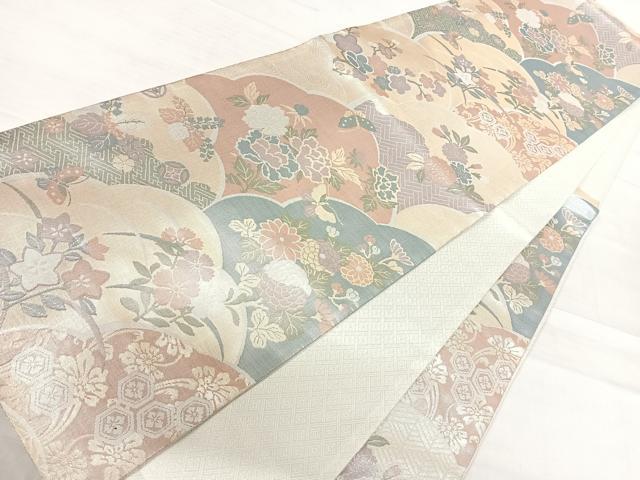 平和屋着物◎佐賀錦　六通柄袋帯　吉祥花文　金銀糸　正絹　逸品　AABF4524yx