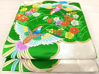 平和屋着物◎六通柄袋帯 唐織 鳳凰花文 金銀糸 正絹 逸品 AABF4527yx