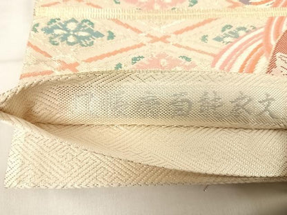 平和屋着物◎六通柄袋帯 几帳扇面能衣文 金糸 正絹 逸品 AABF4530yx