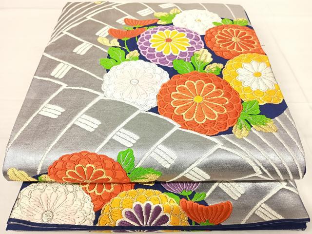 平和屋着物◎六通柄袋帯 唐織 花丸文 金銀糸 正絹 逸品 AABF4531yx