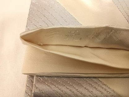 平和屋着物◎六通柄袋帯 唐織 手先長尺 抽象花文 銀糸 正絹 逸品 AABF4534yx