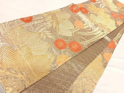 平和屋着物◎六通柄袋帯 唐織 舞花文 金糸 正絹 逸品 AABF4535yx