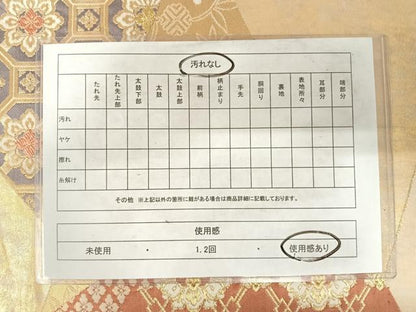 平和屋着物◎六通柄袋帯　切嵌吉祥花文　金糸　正絹　逸品　AABF4540yx
