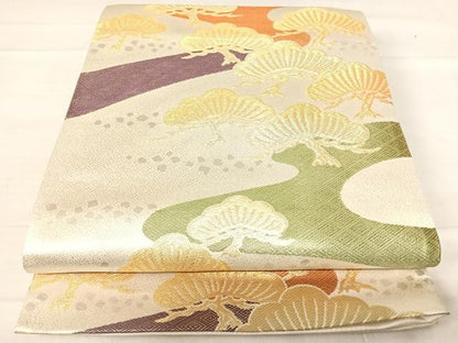平和屋着物◎六通柄袋帯 九百錦 華雅文様 金銀糸 正絹 逸品 AABF4554yx