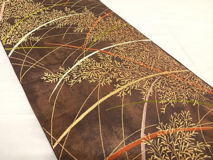 平和屋着物◎六通柄袋帯 唐織 草木文 金糸 正絹 逸品 AABF4564yx
