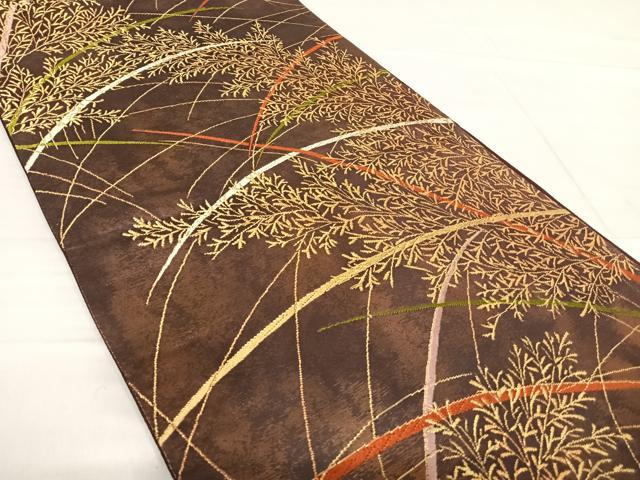 平和屋着物◎六通柄袋帯 唐織 草木文 金糸 正絹 逸品 AABF4564yx