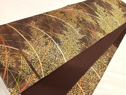 平和屋着物◎六通柄袋帯 唐織 草木文 金糸 正絹 逸品 AABF4564yx