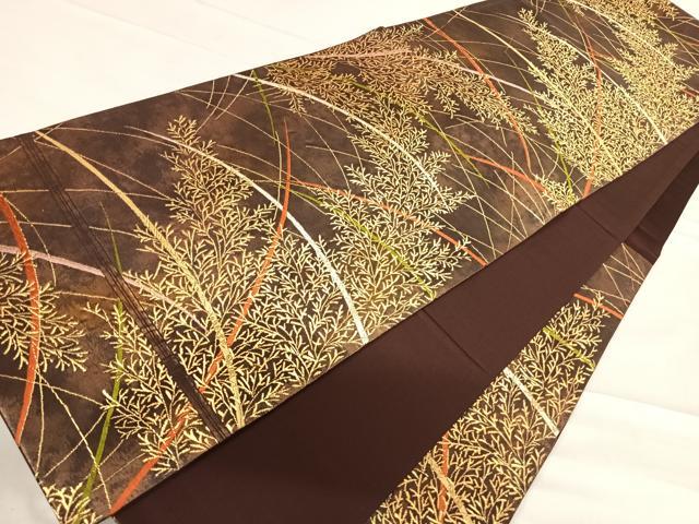 平和屋着物◎六通柄袋帯 唐織 草木文 金糸 正絹 逸品 AABF4564yx