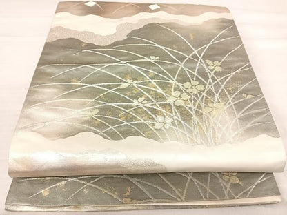 平和屋着物◎六通柄袋帯 道長箔散らし 金銀糸 正絹 逸品 AABF4569yx