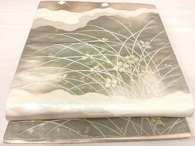 平和屋着物◎六通柄袋帯 道長箔散らし 金銀糸 正絹 逸品 AABF4569yx