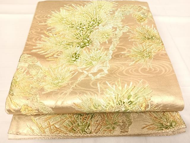 平和屋着物◎六通柄袋帯　枝松文　金糸　正絹　逸品　AABF4581yx