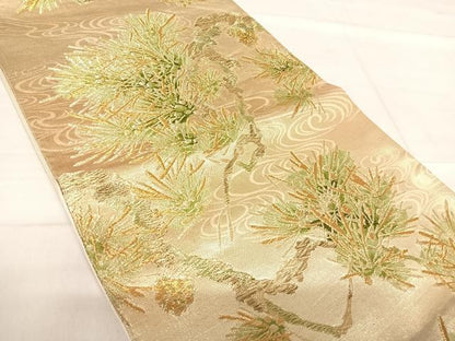 平和屋着物◎六通柄袋帯　枝松文　金糸　正絹　逸品　AABF4581yx