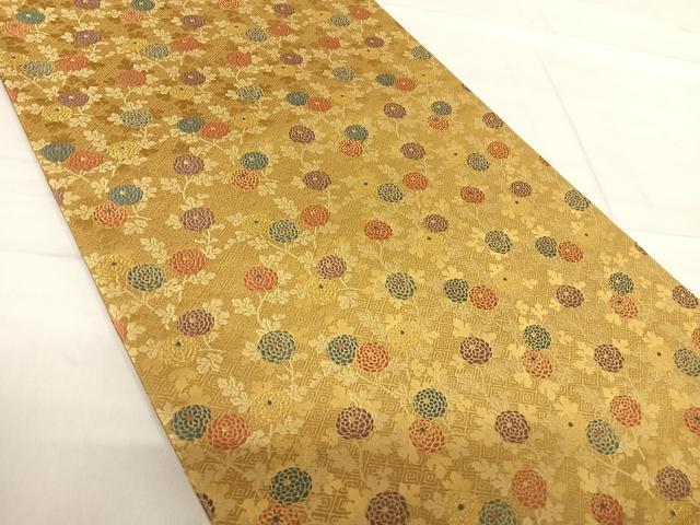 平和屋着物◎全通柄袋帯 唐織 草花文 金糸 正絹 逸品 AABF4583yx