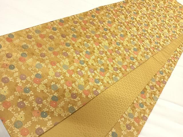 平和屋着物◎全通柄袋帯 唐織 草花文 金糸 正絹 逸品 AABF4583yx