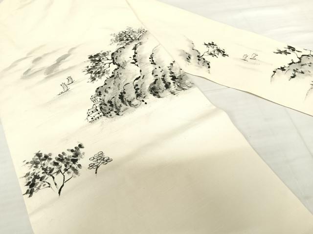 平和屋着物◎九寸名古屋帯　紬地　作家物　手描き　景山　正絹　逸品　AABF4621yx