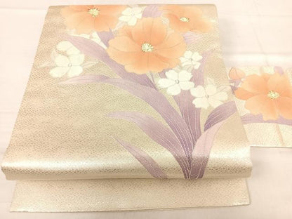 平和屋着物◎中国三大刺繍 相良刺繍 九寸名古屋帯 金銀糸 正絹 逸品 AABF4624yx