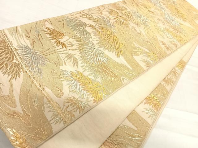 平和屋着物◎六通柄　京本袋帯　笹竹文　金銀糸　正絹　逸品　AABF4637yx